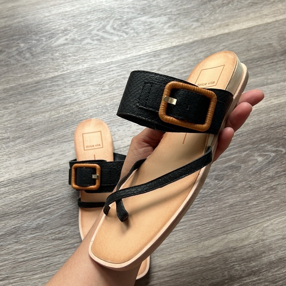 Dolce Vita Perris Black Sandals 8 Strap Leather - Picture 2 of 6